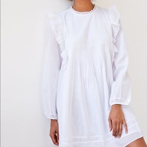 Aritzia Elia White Ruffle Dress